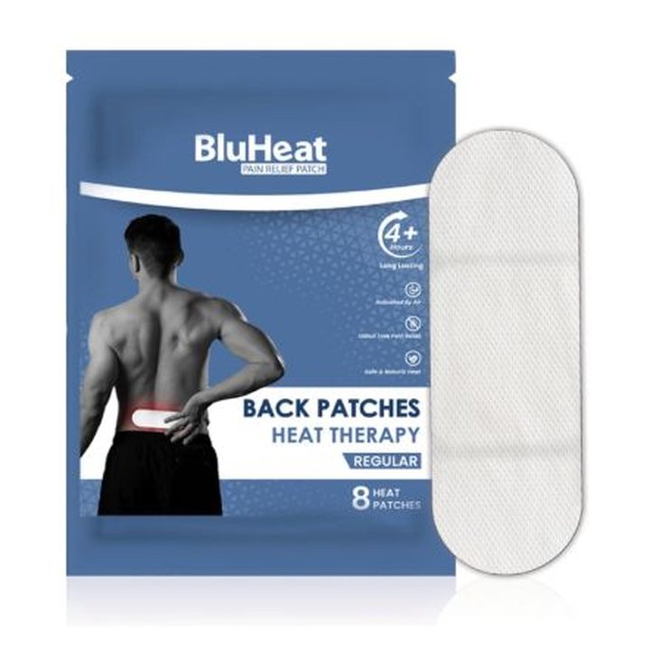 BluHeat air-activated back pain relief heat therapy patches, pack of 8, 4+ hours of heat