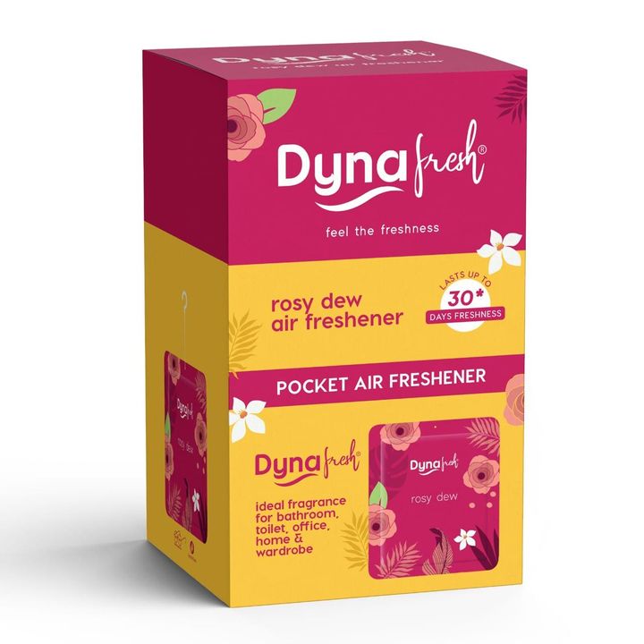 Dynafresh Rosy Dew pocket air freshener display box, lasts up to 30 days