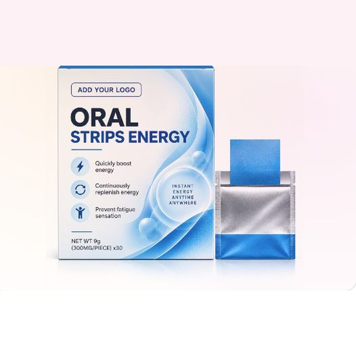 Private label energy oral dissolving strips, 30 strips of 300 mg