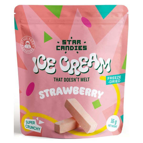 Star Candies freeze-dried Strawberry ice cream that doesn't melt, 16 g pouch