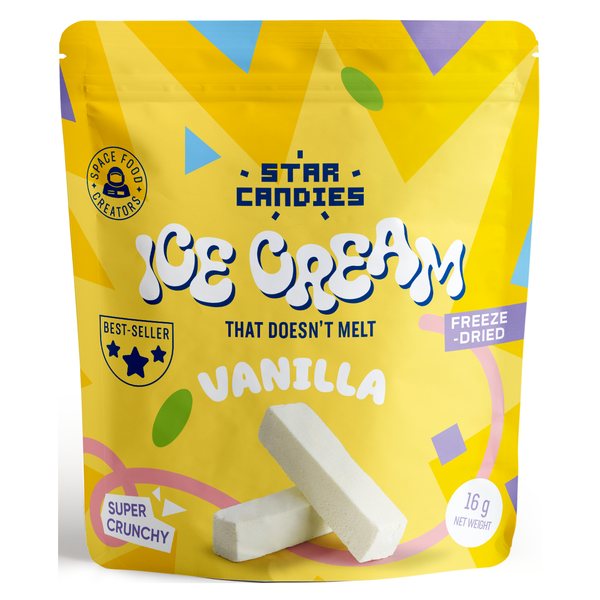 Star Candies freeze-dried Vanilla ice cream that doesn't melt, 16 g pouch